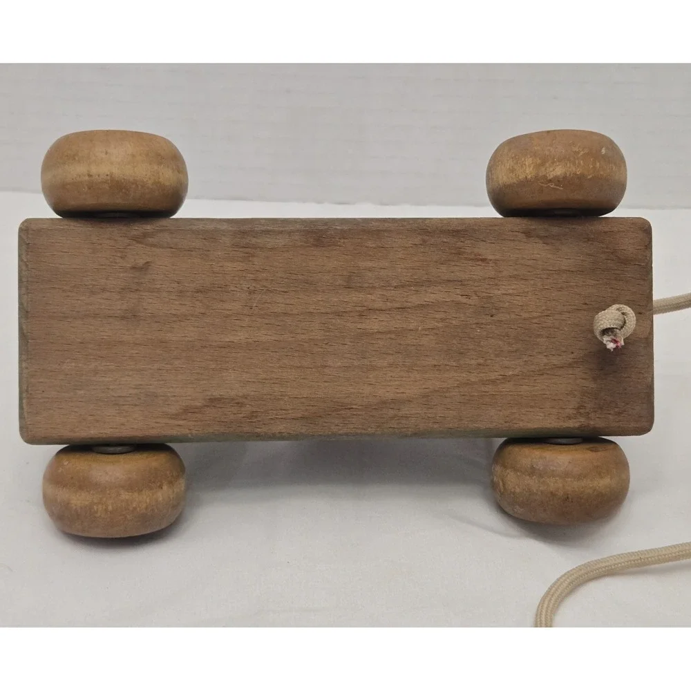 Holgate Wooden Pull Toy with 3 People Pegs, Vintage Kids Learning Original Paint